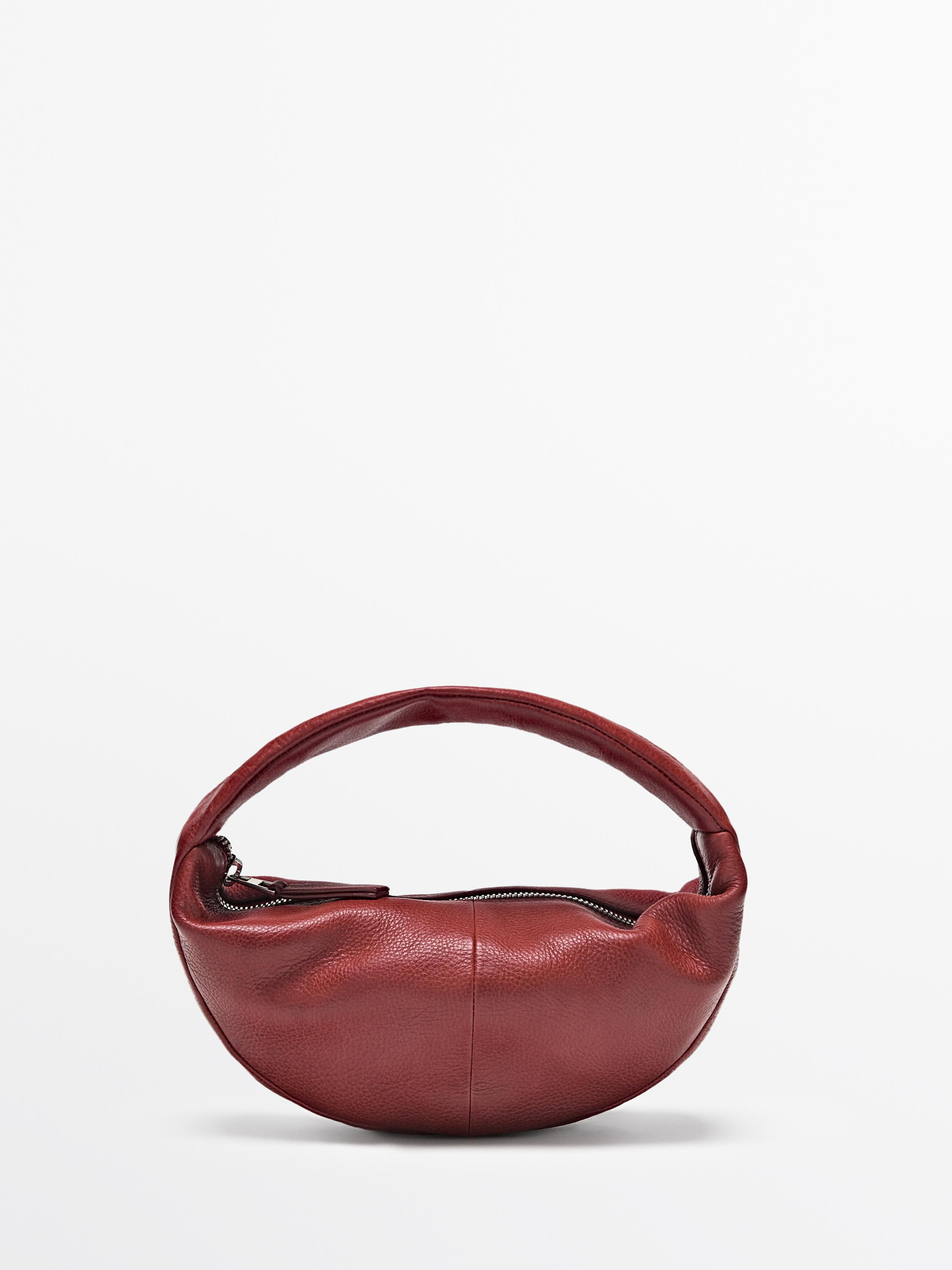 Mini nappa leather half-moon bag | Massimo Dutti UK