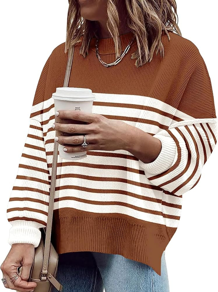 Imily Bela Womens Oversized Tunic Sweaters Fall Slouchy Long Sleeve Ribbed Knit Side Slit Pullove... | Amazon (US)