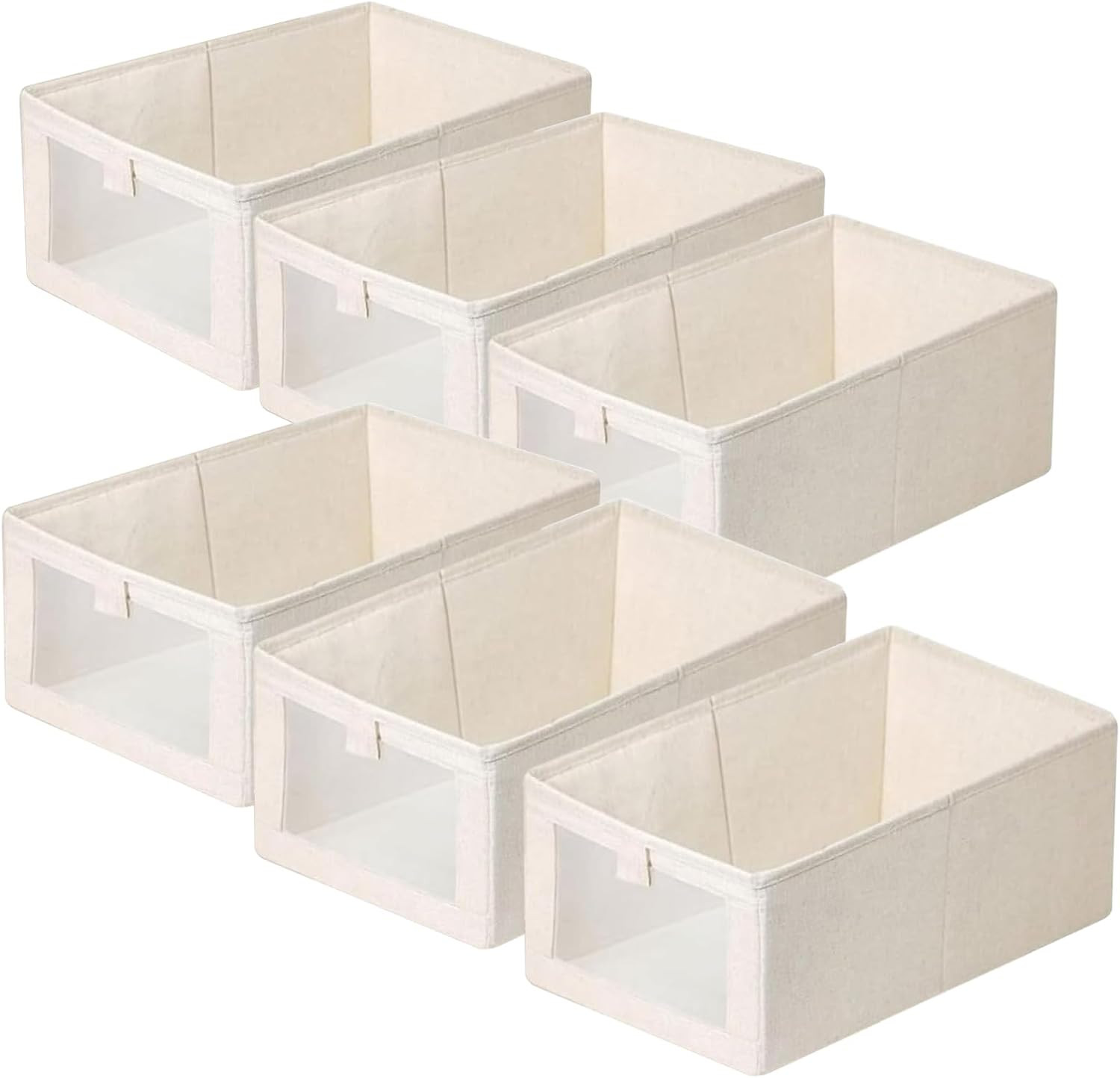 Wardrobe Storage Organiser Foldable - 6Pcs Drawer Organiser Clothes Fabric Storage Boxes Bin with Clear Window Shelf Stackable Clothing Storage Boxes for Underwear Jeans Pants Shirts Leggings Toy | Amazon (UK)