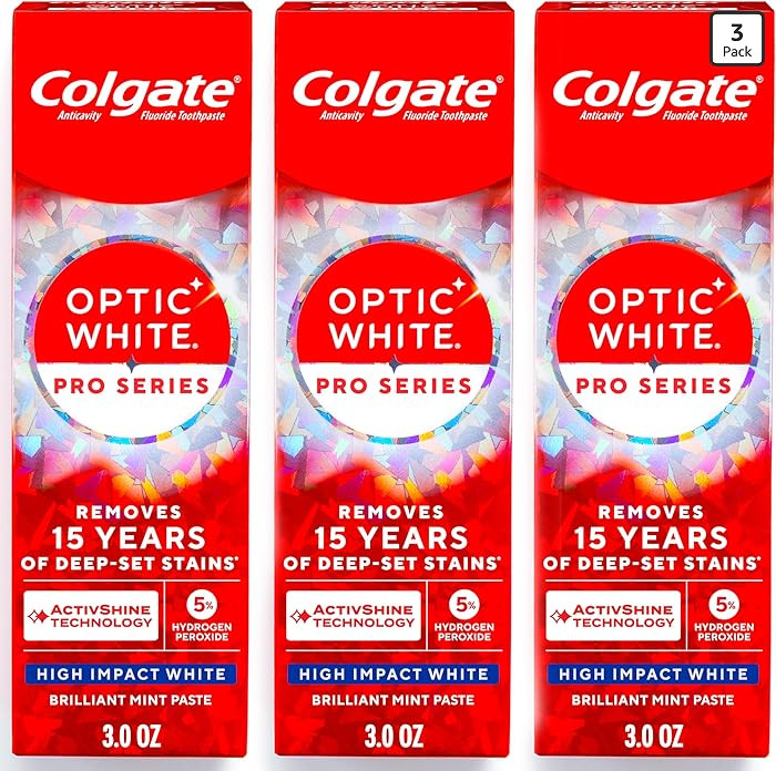 Colgate Optic White Pro Series High Impact White, 3 Pack, Teeth Whitening Toothpaste with 5% Hydr... | Amazon (US)