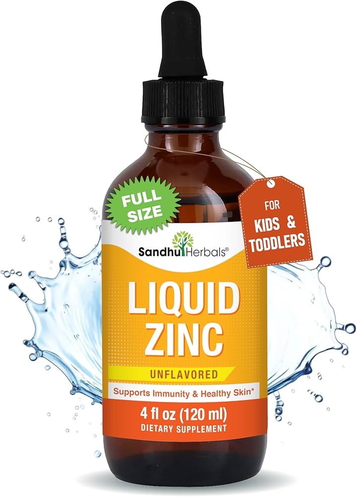 Liquid Zinc for Kids, Toddlers and Babies | 4 Fl Oz Large Glass Bottle | Ionic Zinc Supplements S... | Amazon (US)