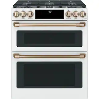 Cafe 30 in. 6.7 cu. ft. Slide-In Smart Double Oven Gas Range with Self-Cleaning Convection in Mat... | The Home Depot