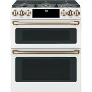 Cafe 30 in. 6.7 cu. ft. Slide-In Smart Double Oven Gas Range with Self-Cleaning Convection in Mat... | The Home Depot