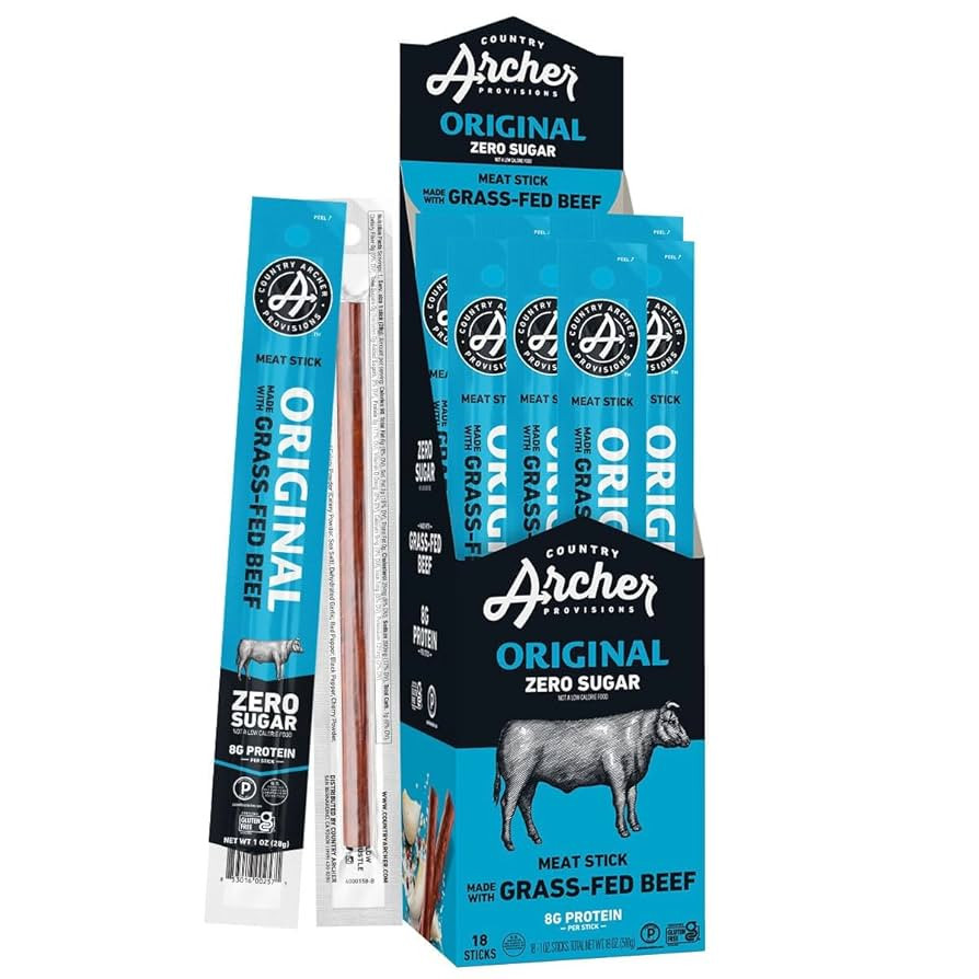 Country Archer Beef Jerky Sticks - Grass Fed Beef Sticks Individually Wrapped, Beef Sticks Bulk, ... | Amazon (US)