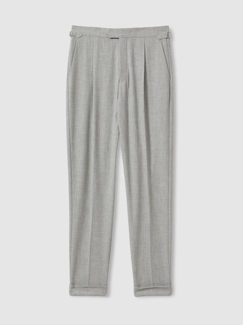 Textured Side Adjuster Regular Fit Trousers with Turn-Ups | Reiss UK