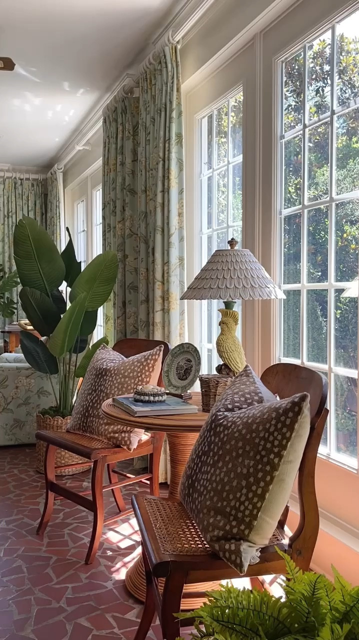After days of rain, the sun finally decided to grace us with its presence. It’s playing peek-a-boo, but I’ll take it! Our sunroom is my favorite room in the house and the spot you can find me when I want to escape. I’m often asked about the cracked red tiles on the floor, which add a touch of vintage charm from the golden 1930s-60s era. This space, once an open porch, has been transformed into a serene haven by its previous owners, and we've added our own touch by introducing lovely paned windows, enhancing its quaint charm even further. Sharing this bright spot with you and hearing your nostalgic stories of growing up with floors like these always brings a smile to my face. I treasure our conversations! Can you believe it’s already Wednesday? Are you beginning to think about weekend plans? We are going to Myrtle Beach for a convention. I’m so looking forward to a little R & R. 🏡🌿⛅️

#southernliving #thisoldhouse #housebeautifulhome #sunroomdecor #betterhomeandgardens #mytradhome #mybhg #traditionalhome #myhomesanctuary #grannychicdecor #storyofmyhome #thecollectedlook

transformed open porch, escape spot, weekend plans, lovely paned windows, golden 1930s-60s era, favorite room in the house, nostalgic stories, paned windows, vintage charm, serene haven, cracked red tiles, quaint charm

#LTKStyleTip #LTKVideo #LTKHome