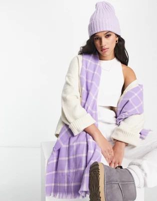 Pieces Christmas gifting scarf & beanie gift box set in lilac | ASOS (Global)