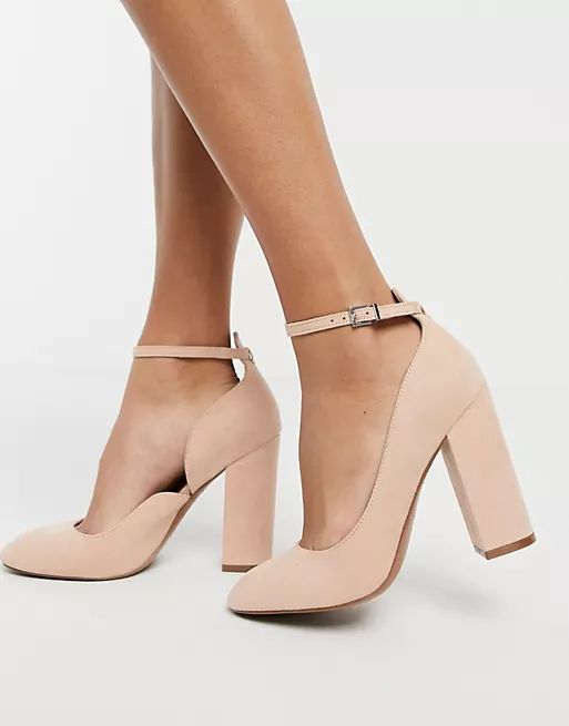 ASOS DESIGN Placid high block heels in blush | ASOS (Global)
