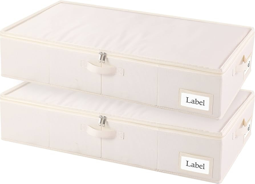 Yawinhe Underbed Bags, Underbed Storage Container Bags with Lid, Foldable Blanket Storage Bags, w... | Amazon (US)