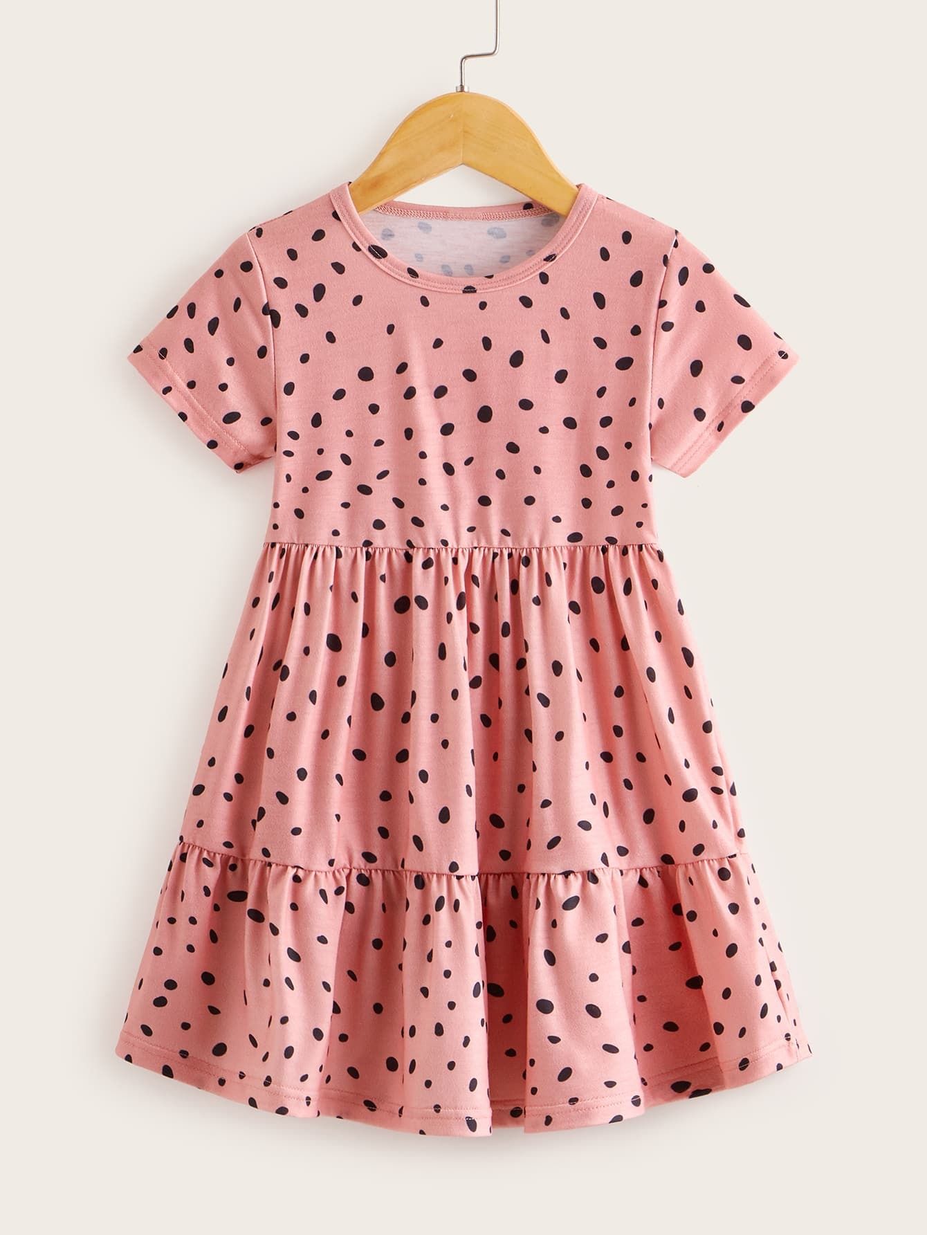 Toddler Girls Dalmatian Ruffle Hem A-line Dress | SHEIN