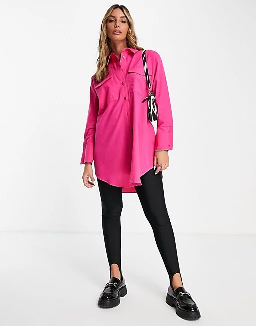 River Island oversized utility shirt in bright pink | ASOS | ASOS (Global)