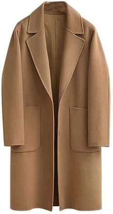 utcoco Womens Overcoat Fall Winter Notch Lapel Long Woolen Trench Coats with Pockets | Amazon (US)
