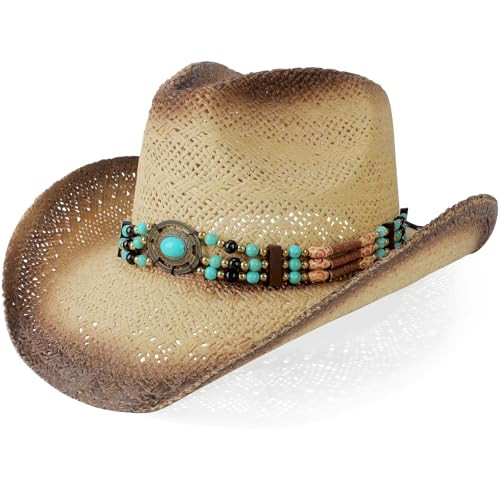 WQWOVRVO Cowboy Hat,Cowgirl Hat,Cowboy Hats for Women/Mens/Straw Wide with Shapeable Brim Western... | Amazon (US)