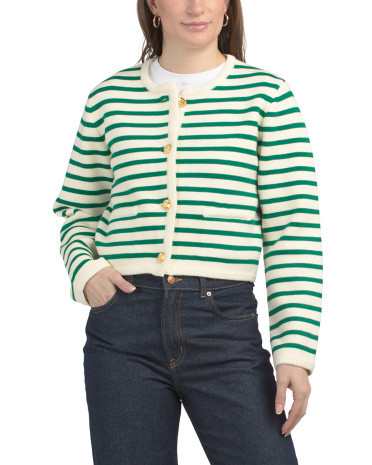 Wool Blend Knit Striped Sweater Cardigan | Women | Marshalls | Marshalls