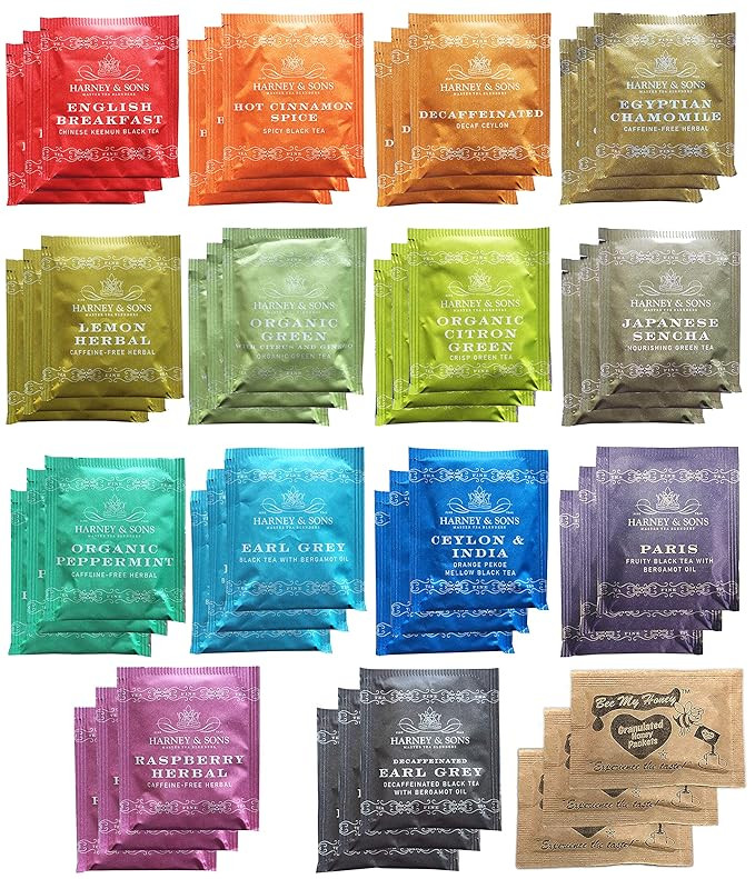 Harney & Sons Assorted Tea Bag Sampler Bundle 42 Count With Honey Crystal Packs Great for Birthda... | Amazon (US)