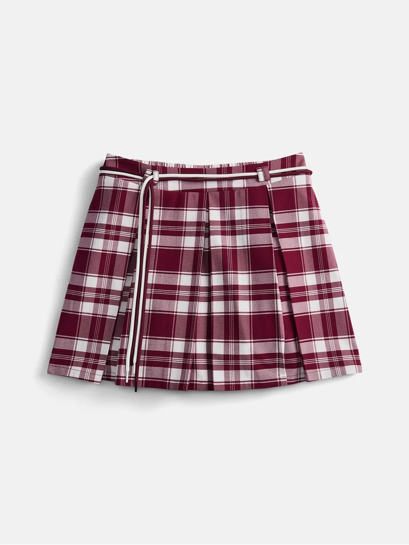 Weekend Academy Girls Pleated Skort with Shoe String Belt, Sizes 4-18 | Walmart (US)