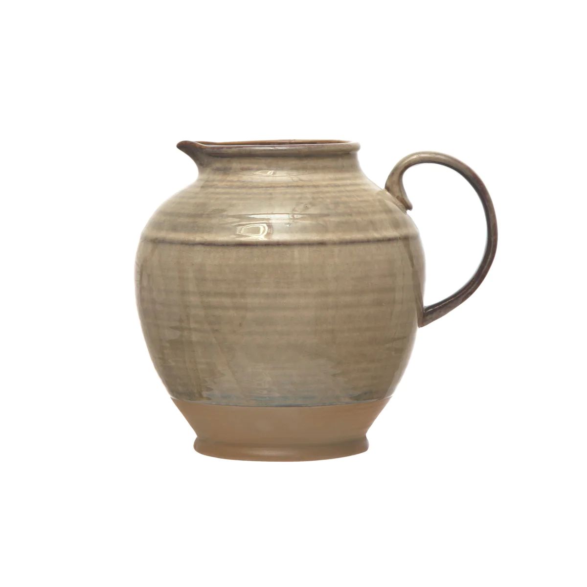 Two-Tone Round Stoneware Pitcher with Reactive Glaze | APIARY by The Busy Bee