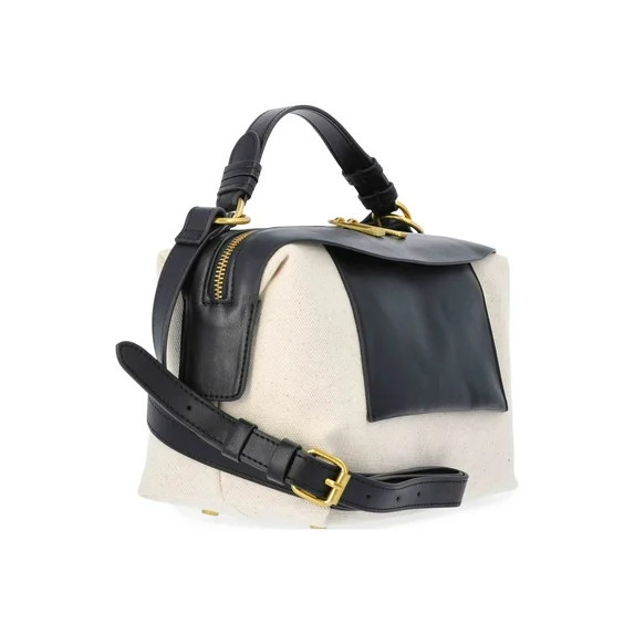 Free Assembly Women's Canvas Crossbody Handbag, Natural/Black | Walmart (US)