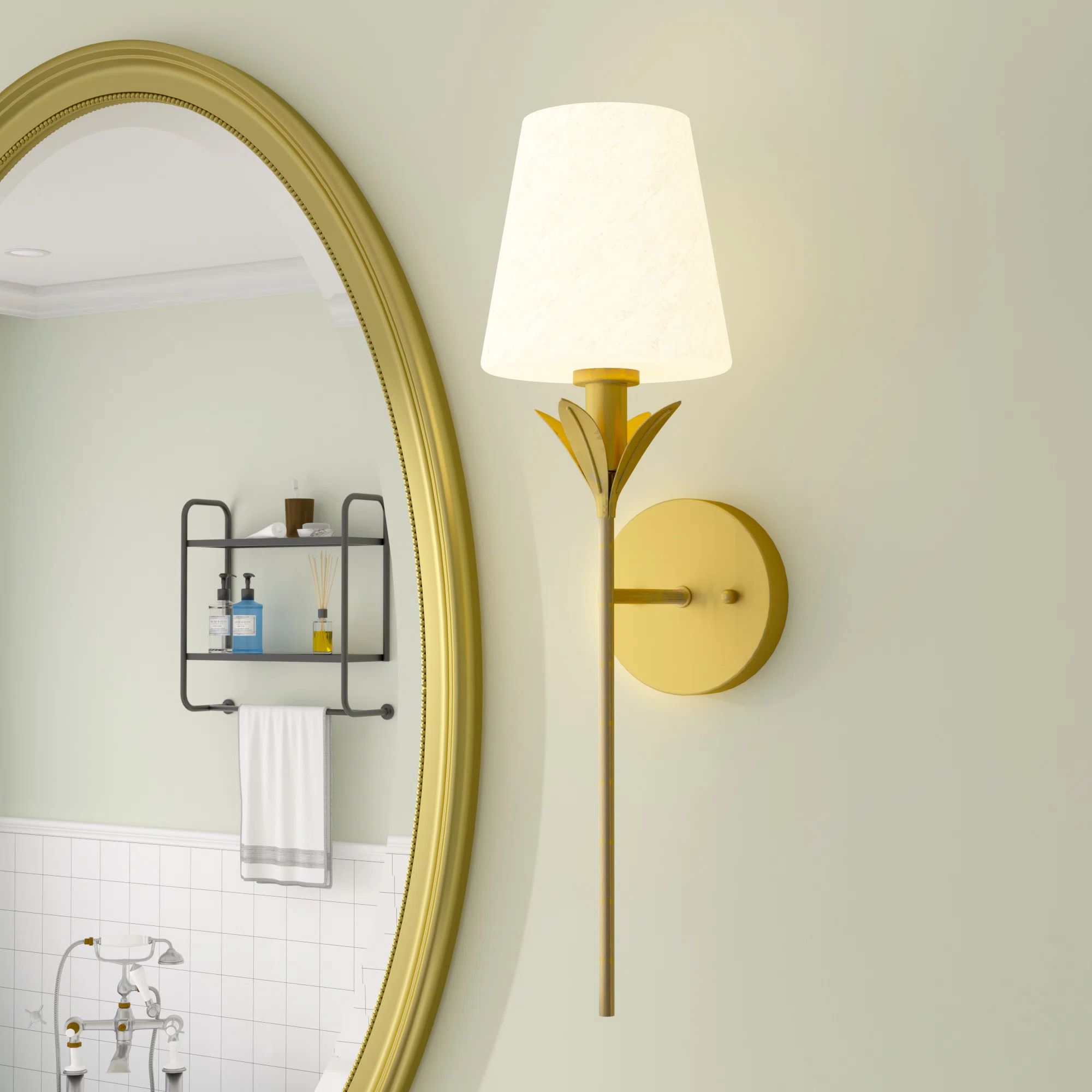 Naoma 1-Light Steel Gold Dimmable Wallchiere | Wayfair North America