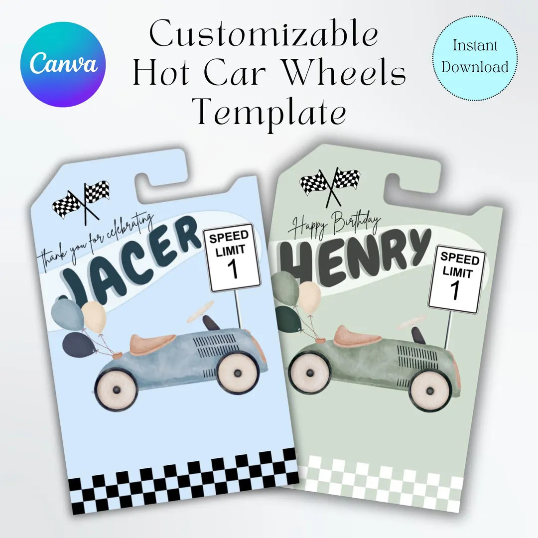 Hot Car Wheels Party Favor Template: Customizable Birthday (Canva Editable, Digital Download) | Etsy (US)