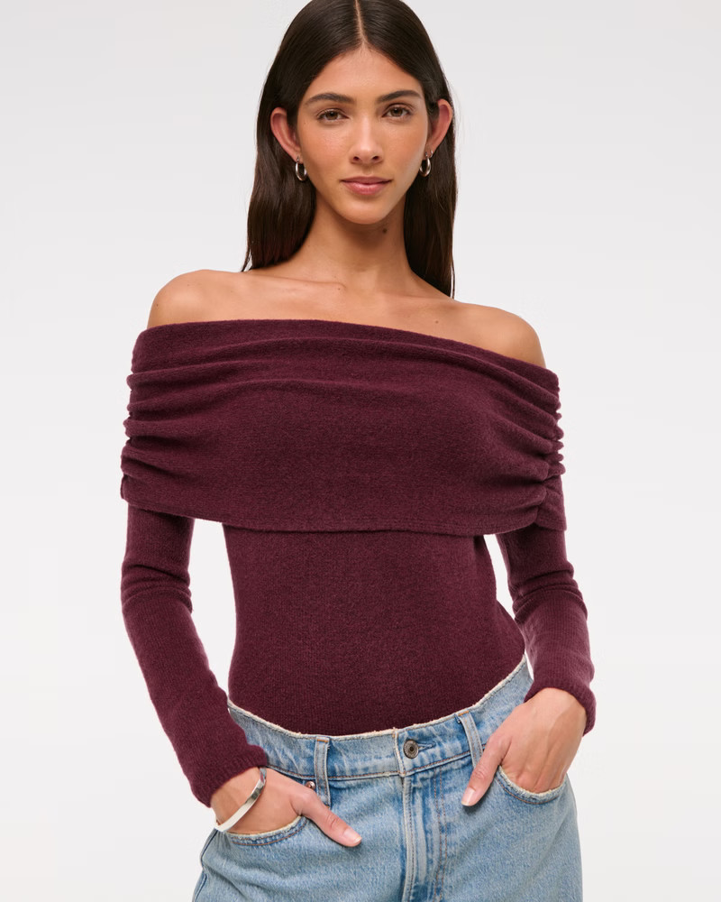 Women's Foldover Off-The-Shoulder Sweater | Women's Tops | Abercrombie.com | Abercrombie & Fitch (US)
