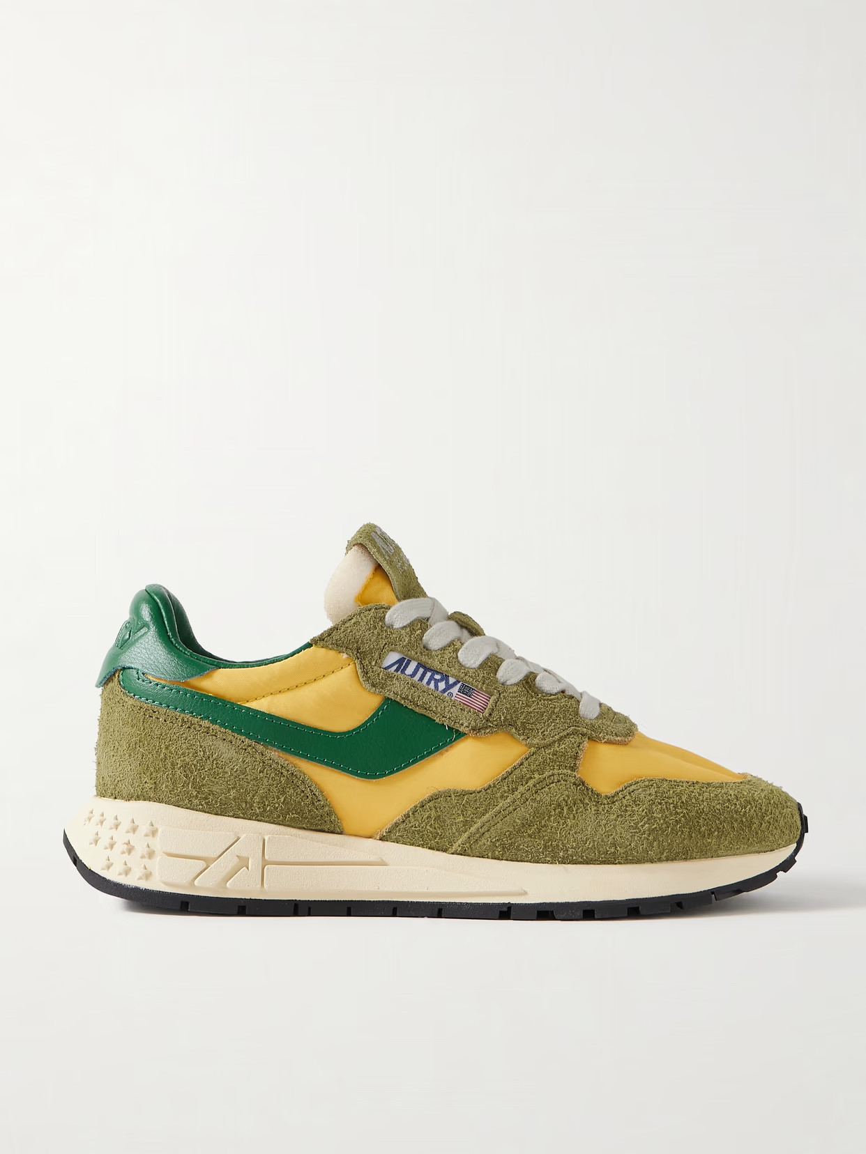 Autry - Reelwind Low Suede, Leather And Shell Sneakers - Green | NET-A-PORTER (US)