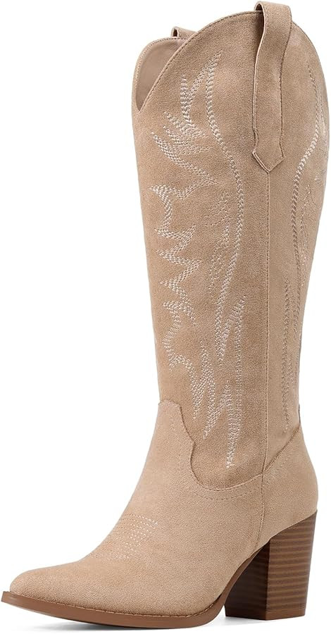 AOSPHIRAYLIAN Cowboy Boots for Women Pointed Toe Knee High Cowboy Boots Women Wide Calf Cowgirl W... | Amazon (US)