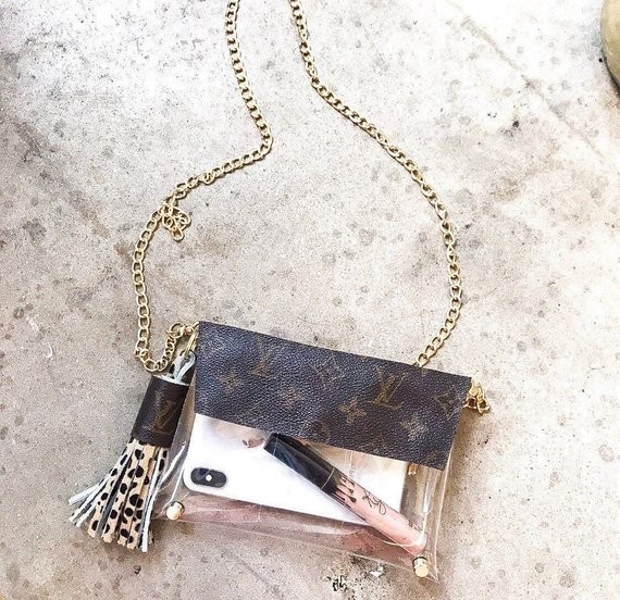 Repurposed/Upcycled Louis Vuitton Clear Plastic Stadium Handbag | Etsy (US)