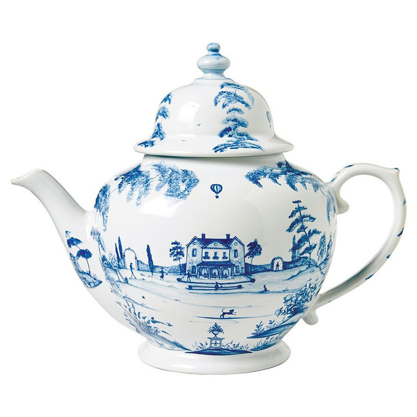 Juliska Country Estate Delft Blue Ceramic Teapot | Kathy Kuo Home