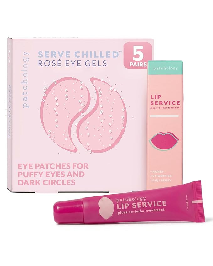 Patchology Sip, Soothe & Shine Bundle: 5 Pairs Rosé Eye Gels for Puffy Eyes & Dark Circles + Hyd... | Amazon (US)