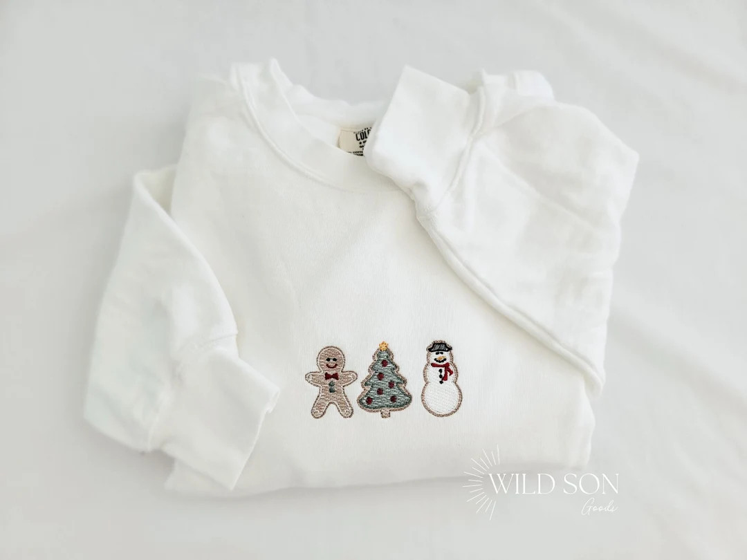 Embroidered Christmas Sweatshirt-Embroidered Christmas Cookie Sweatshirt-Christmas-Gingerbread Co... | Etsy (US)