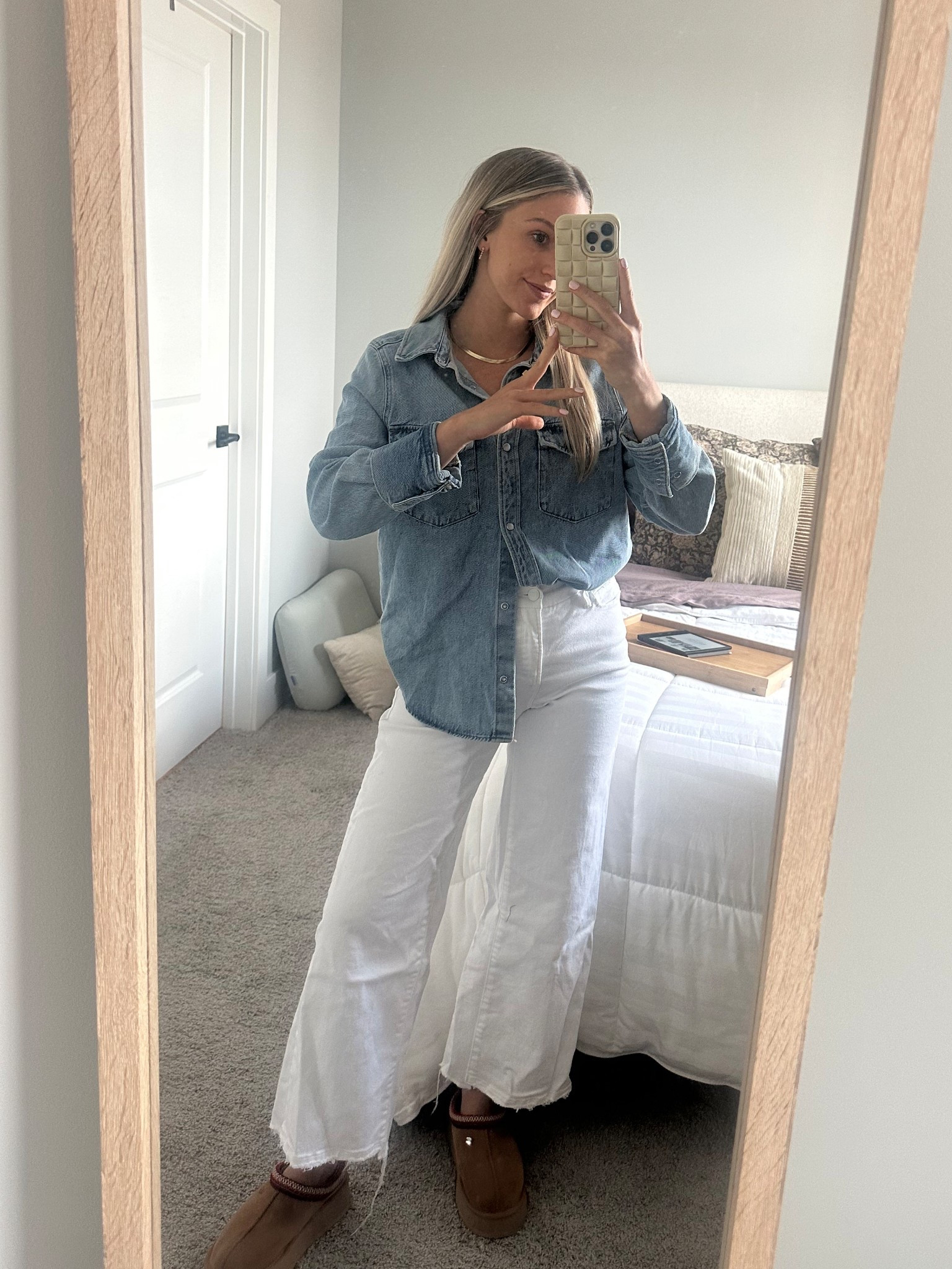 Spring capsule wardrobe ideas ✨ Denim shirt with white jeans never fails. 

#LTKSeasonal #LTKPetite #LTKWorkwear