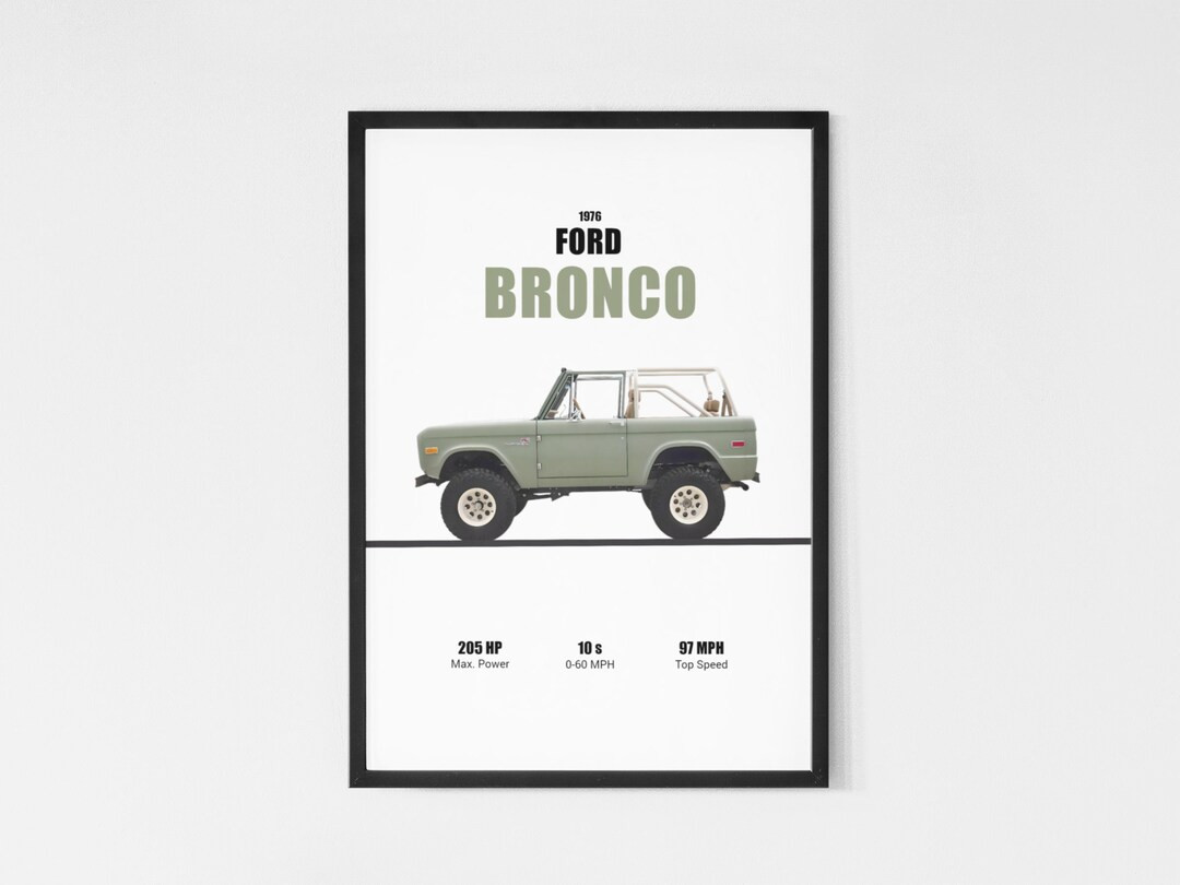 Ford Bronco 1976 Wall Art Printable Digital Download Poster Men Kids Boys Room Decor Vintage Car ... | Etsy (US)