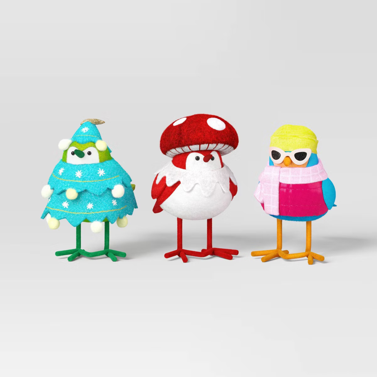 3pc Featherly Friends™ Mini Fabric Christmas Bird Figurine - Wondershop™ Brights | Target