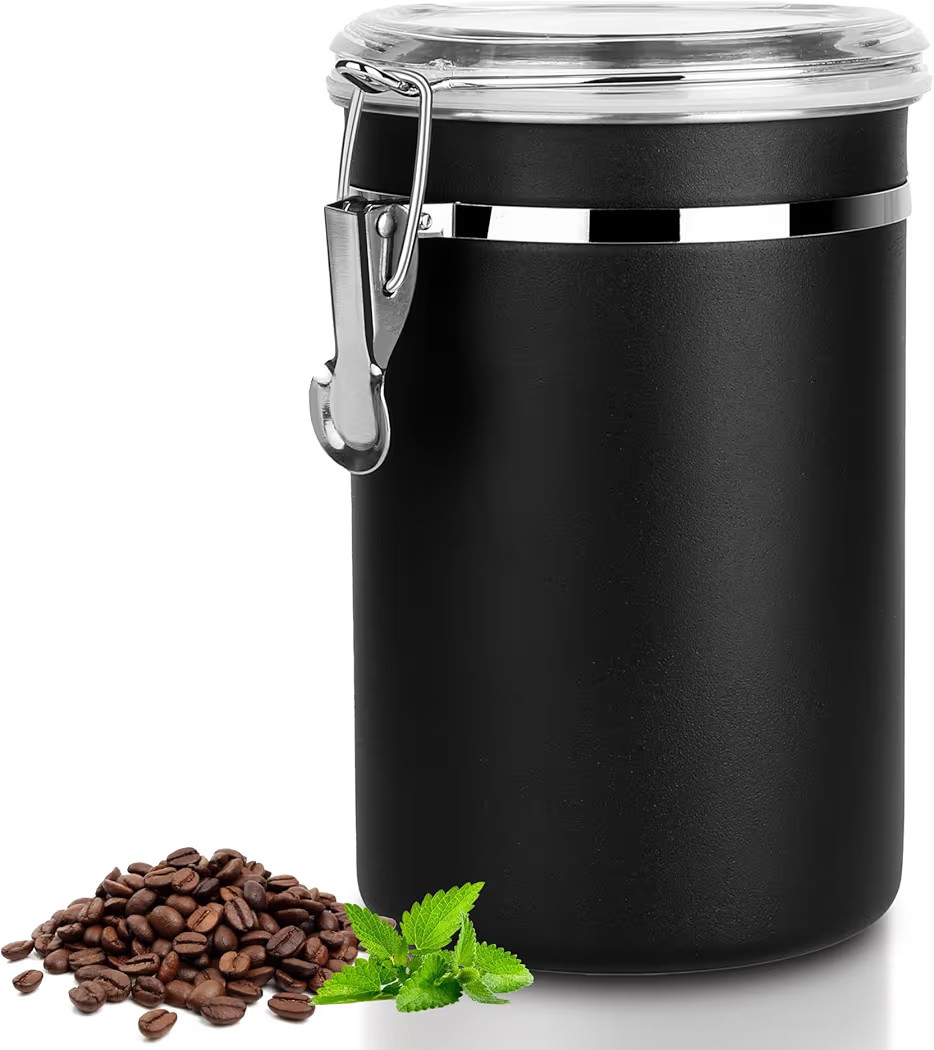 Airtight Coffee Canister with Clear Lids, Large Container for Ground Coffee 1.8L/62 floz Stainles... | Amazon (US)