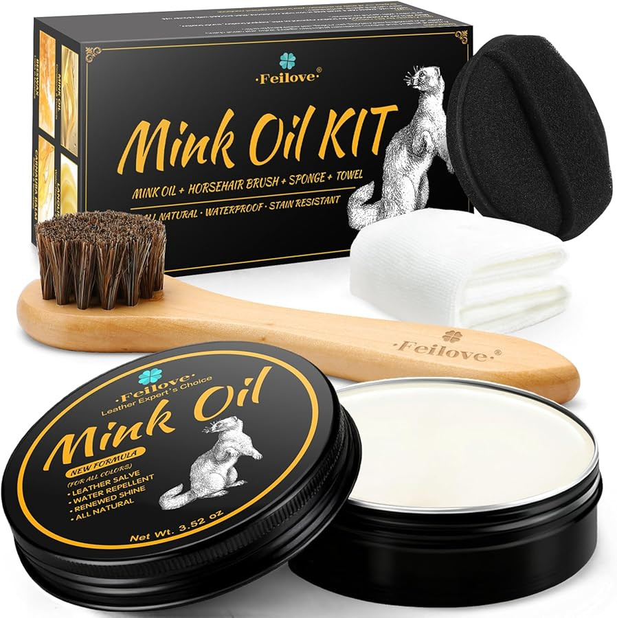4-in-1 Mink Oil Leather Conditioner and Cleaner 3.52 oz - Premium Waterproof Formula for Boots an... | Amazon (US)
