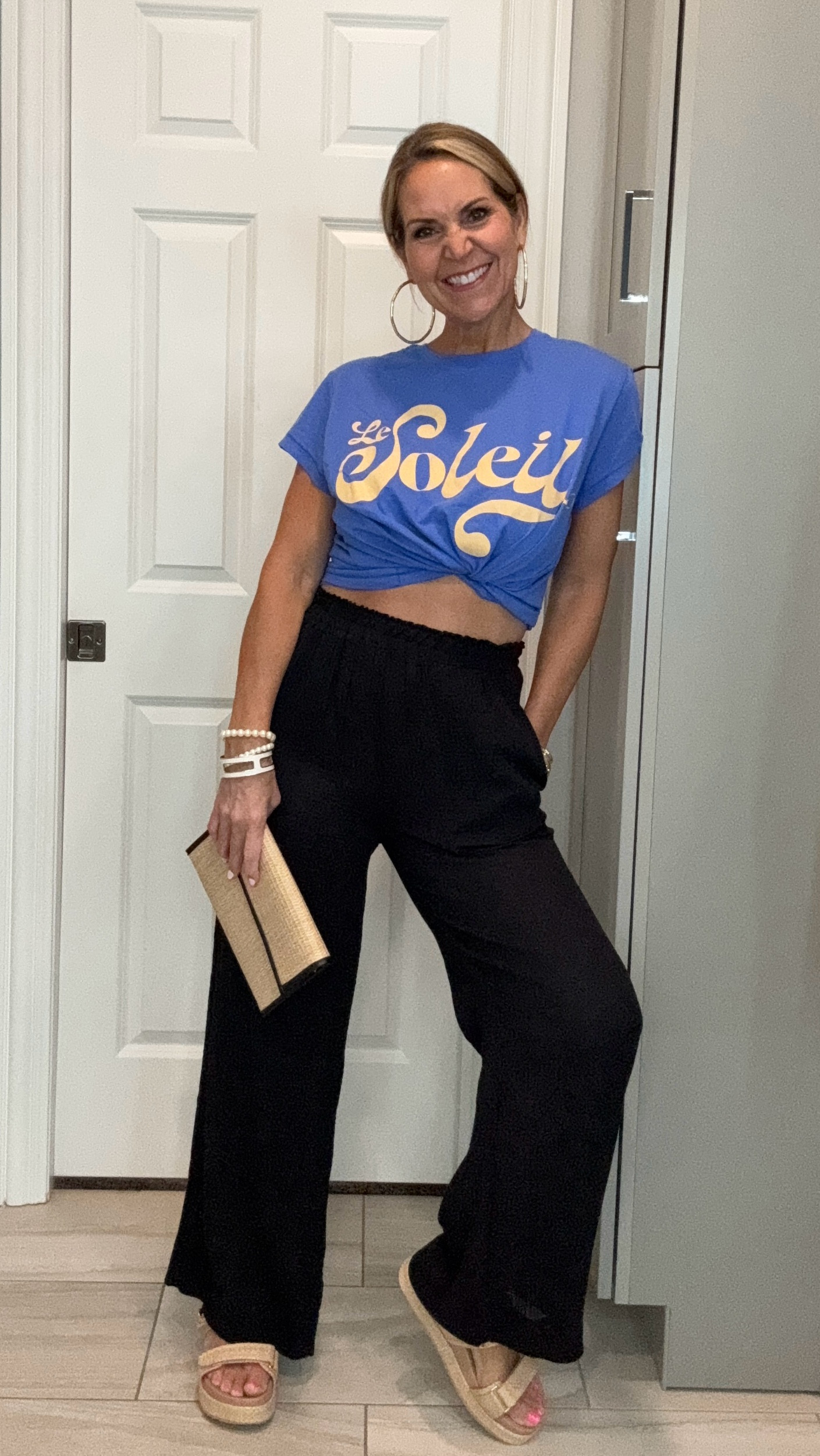 Grabbing a quick bite after a loooong day in the sun? Or just want a fun, chill outfit for a pool party? Here’s a super casual look that can be thrown over your suit.
💙💙💙
Wearing T-shirt in a size large, swim cover-up bottoms in a size small.

#LTKSwim #LTKOver40 #LTKSummerEdit