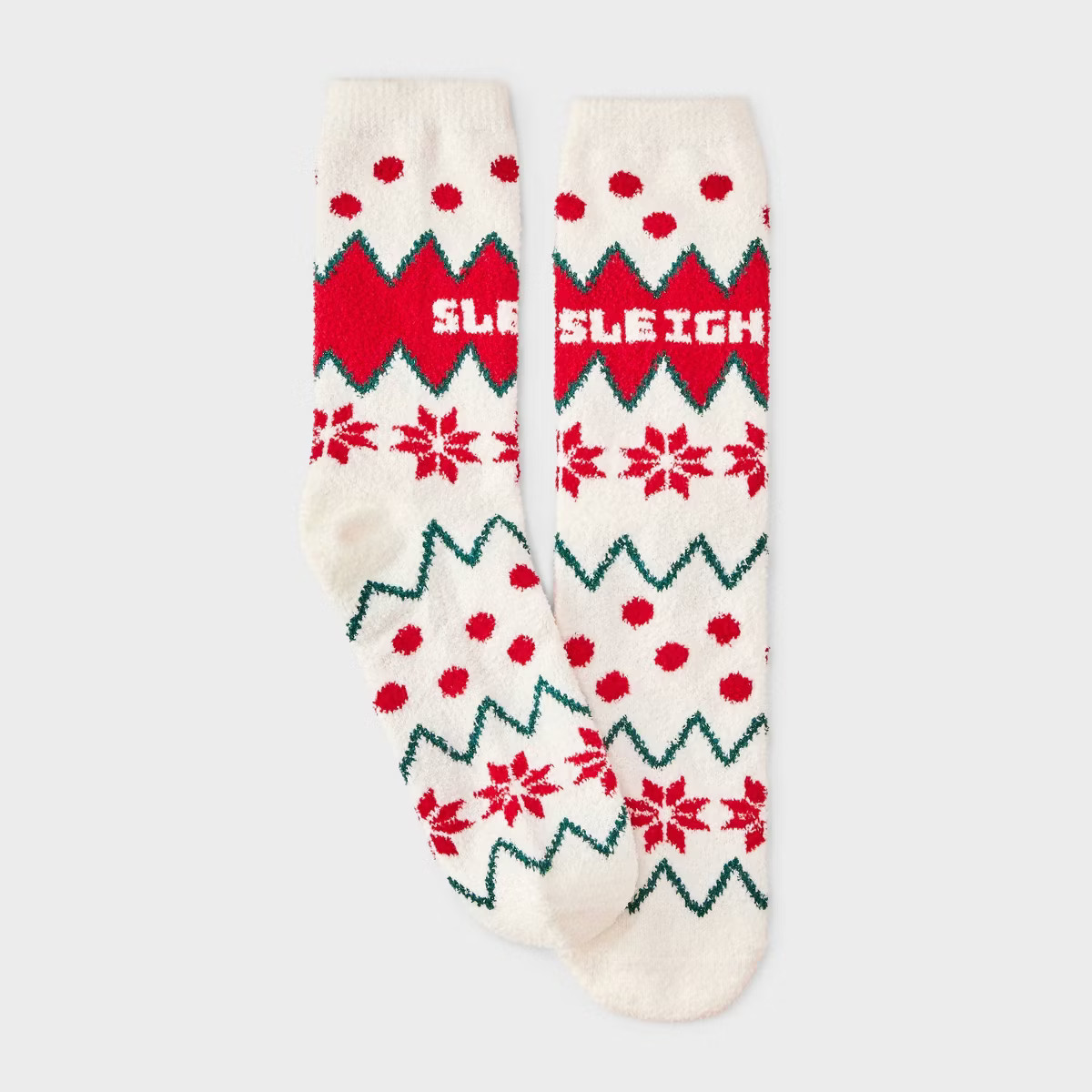 Women's 'Sleigh' Fair Isle Christmas Cozy Crew Socks - Wondershop™ White/Red 4-10 | Target
