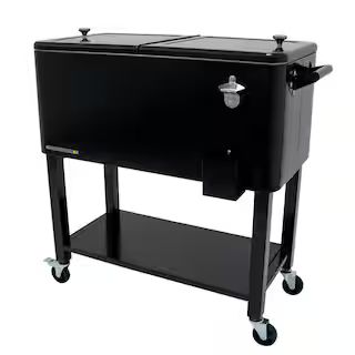 PERMASTEEL 80 qt. Black Outdoor Patio Cooler with Removable Basin PS-223-BK - The Home Depot | The Home Depot