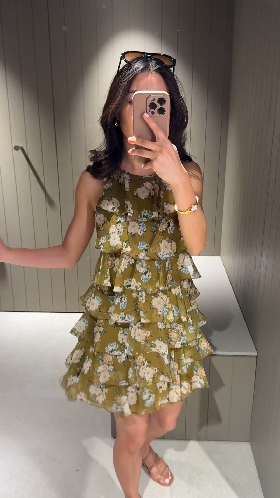 Flirty tired ruffle mini dress

• Zara tiered ruffle mini dress xs petite friendly, open tie back, button neck. Go bra less or wear nippies 

• Marc Fisher strappy sandals 5.5, TTS

•  Madewell sunglasses

Spring party look, Petite friendly mini dress, summer vacation outfit, floral mini dress

#LTKPetite #LTKootd #LTKSeasonal