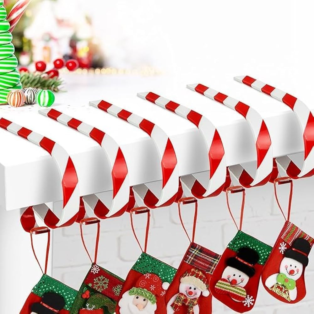 Christmas Stocking Holders for Mantle Set 6, Lightweight Metal Stocking Hangers Adjustable Candy ... | Amazon (US)