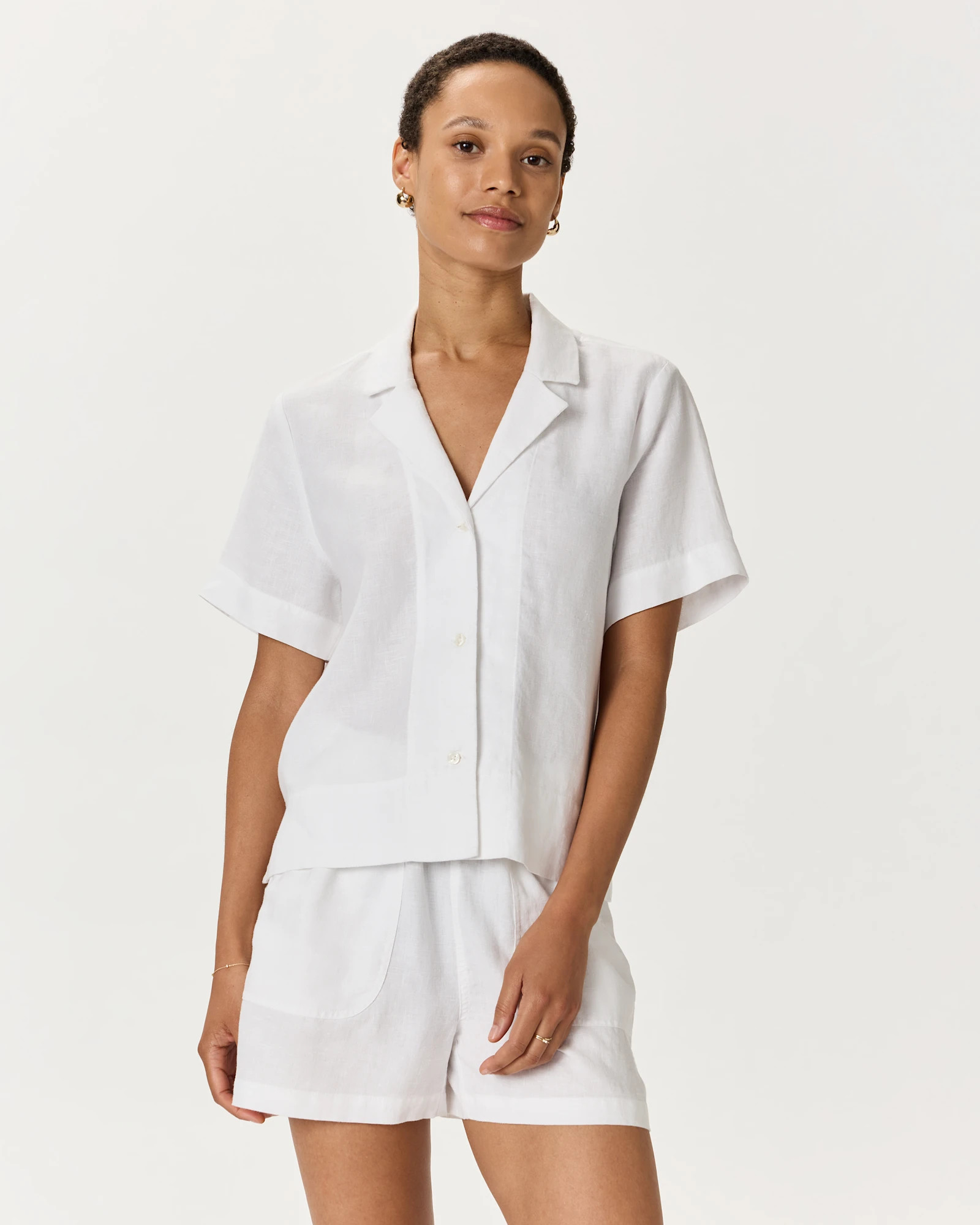 Quince | Women's 100% European Linen Short Sleeve Shirt in Soft Yellow, Size XS | Quince