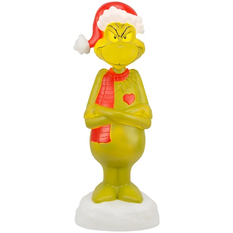 Christmas Lighted Blow Mold Outdoor Decor Grinch with Scarf Dr. Seuss, 36 in | Walmart (US)
