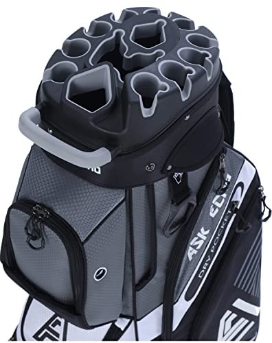 ASK ECHO T-Lock Golf Cart Bag with 14 Way Organizer Divider Top, Premium Cart Bag with Handles and Rain Cover for Men (Grey) | Amazon (US)