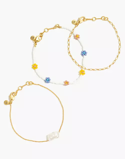 Three-Pack Seed Bead Daisy Bracelet Set | Madewell