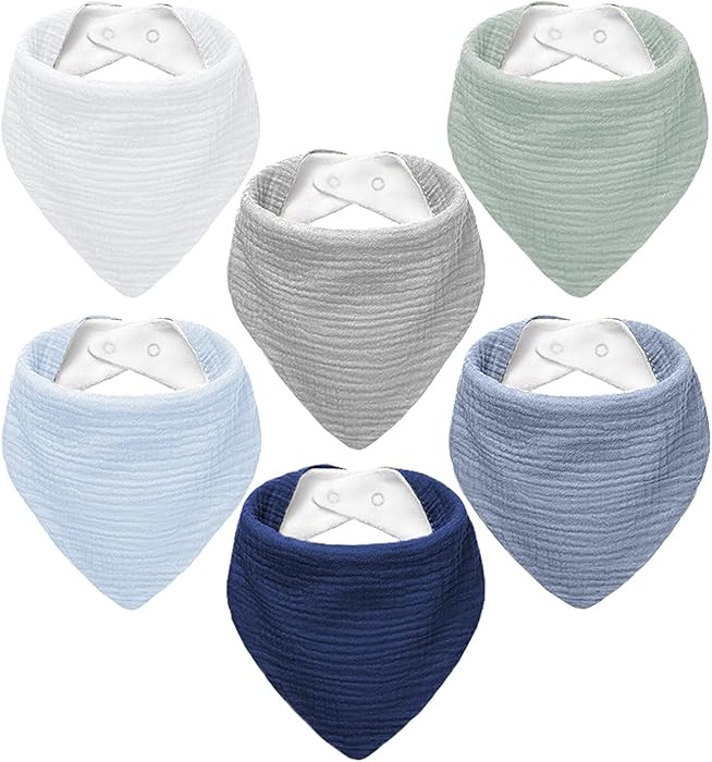 NISXABEBE Muslin Baby Bibs,Soft Triangular Baby Bandana Drool Bibs for Baby Boy Girl,Solid Colors... | Amazon (US)