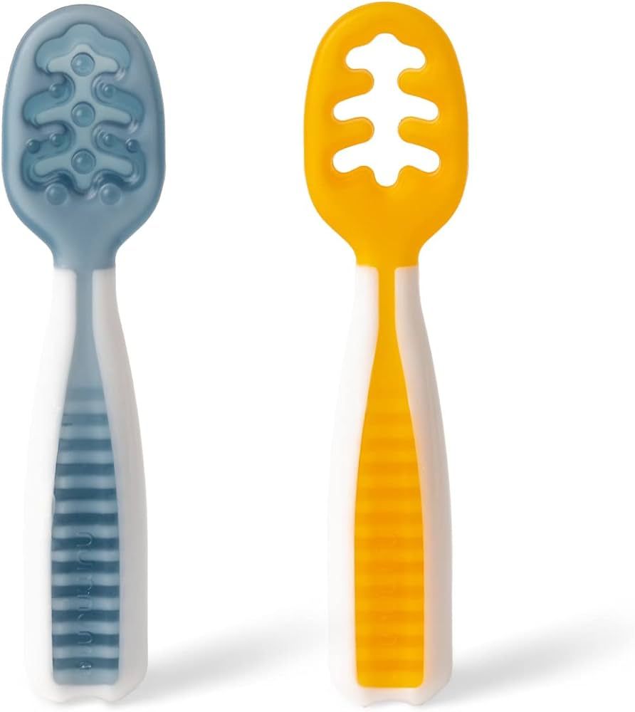 NumNum Pre-Spoon GOOtensils | Baby Spoon Set (Stage 1 + Stage 2) | BPA Free Silicone Self Feeding... | Amazon (US)