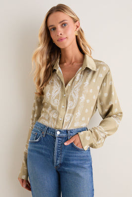 Sage Scarf Print Boyfriend Shirt | Tuckernuck (US)
