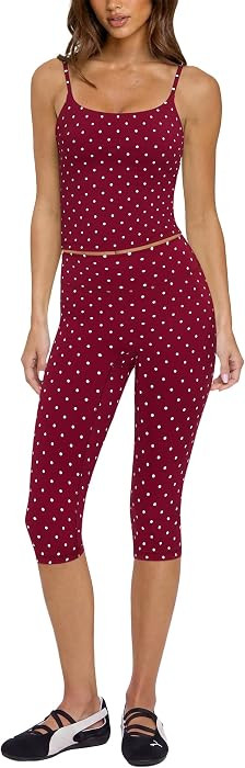 MOOSLOVER Women 2 Piece Workout Sets Capri Leggings Yoga Pilates Outfits | Amazon (US)