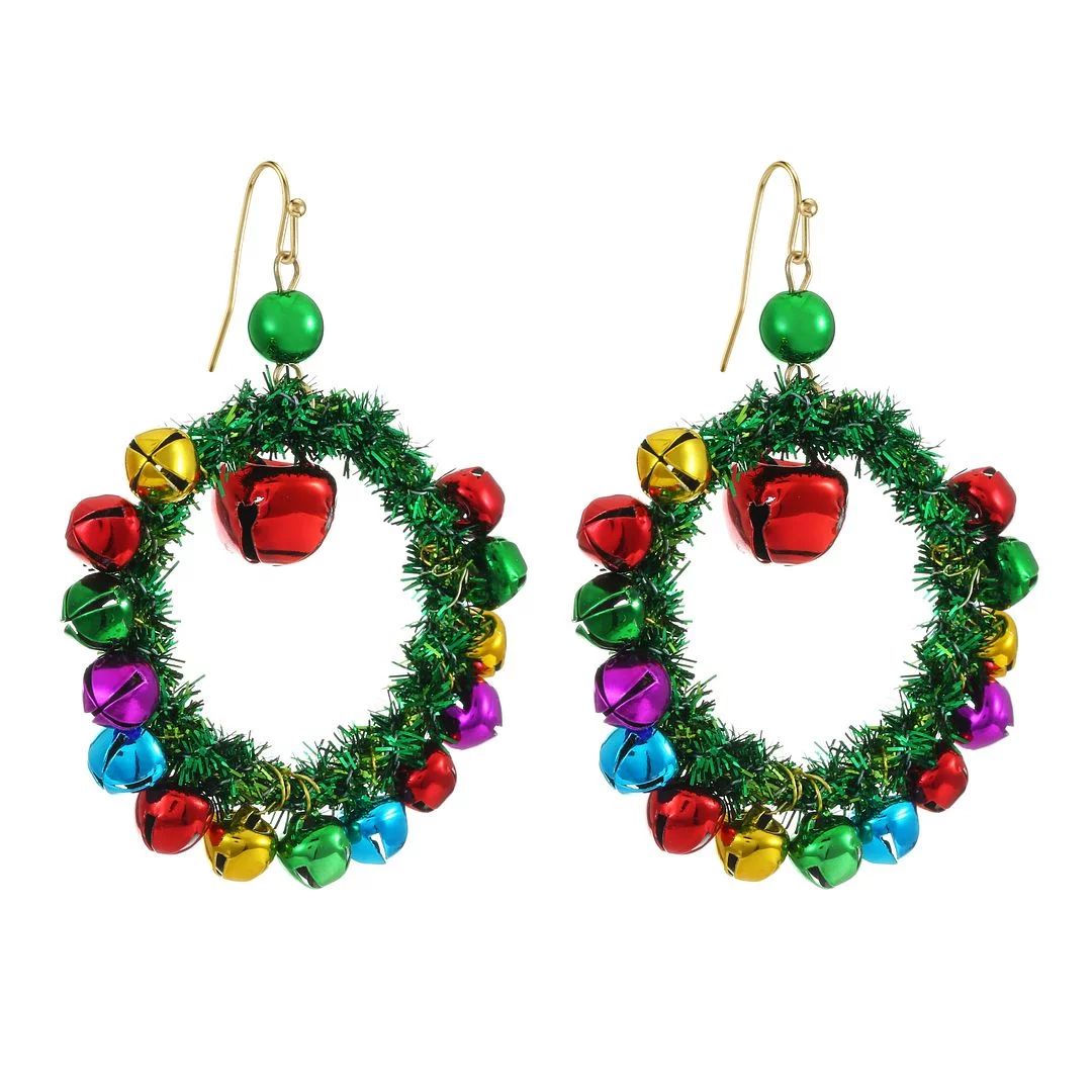 Holiday Time Women's Goldtone Christmas Wreath Earring Green Multi-Color - Walmart.com | Walmart (US)